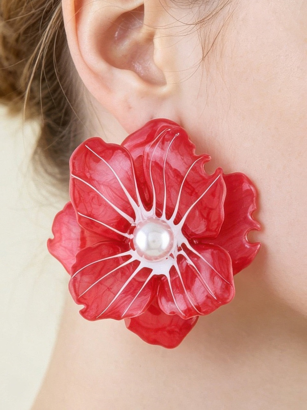 Blooming Marble Flower Stud Earrings